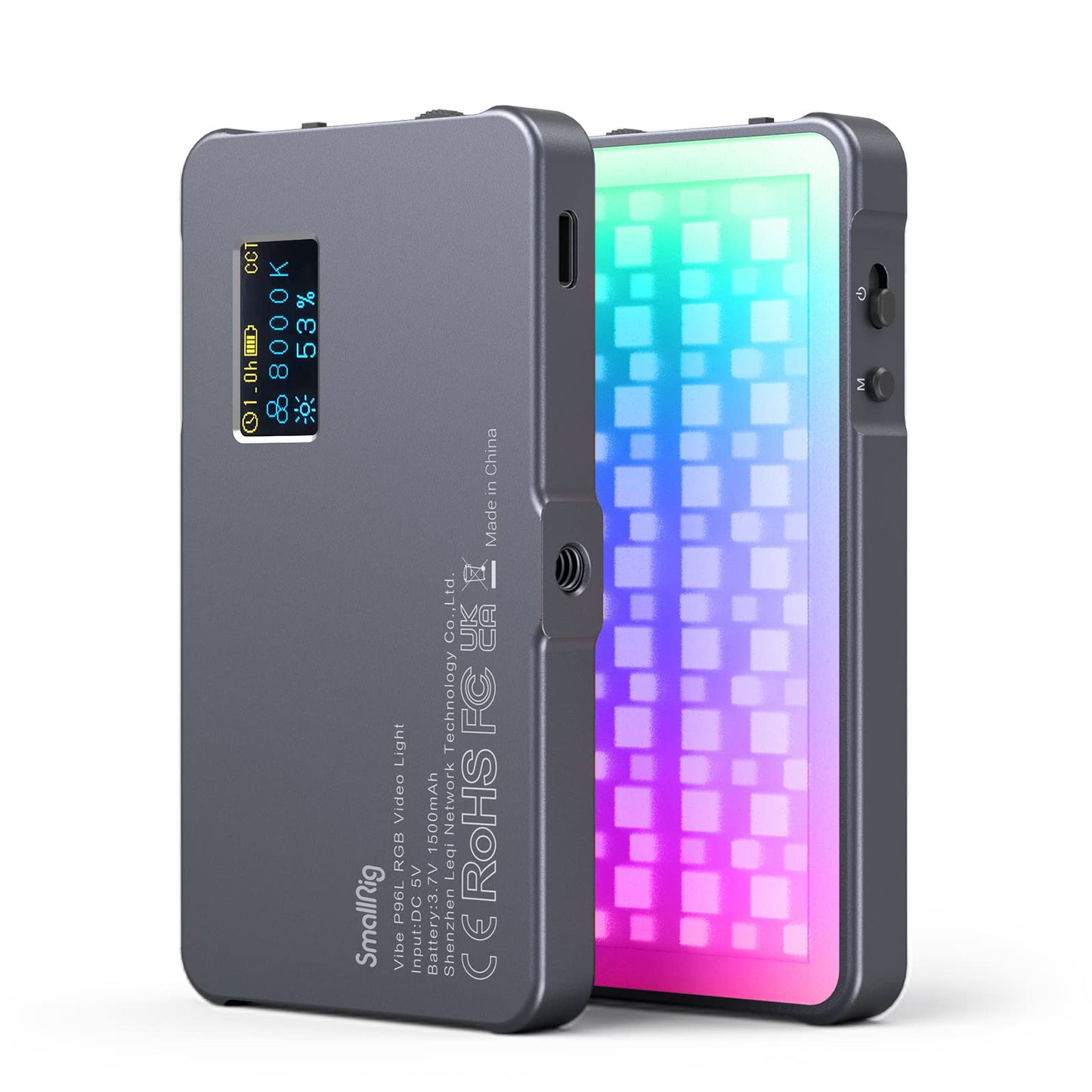 P96L RGB Video Light by SmallRig, Portable Metal LED Camera Light, 2500-8000K, 21 Effects, CRI 96+, OLED Display, Photo and Video Lighting, Long Battery Life, Fits Phone and Camera - 3489B