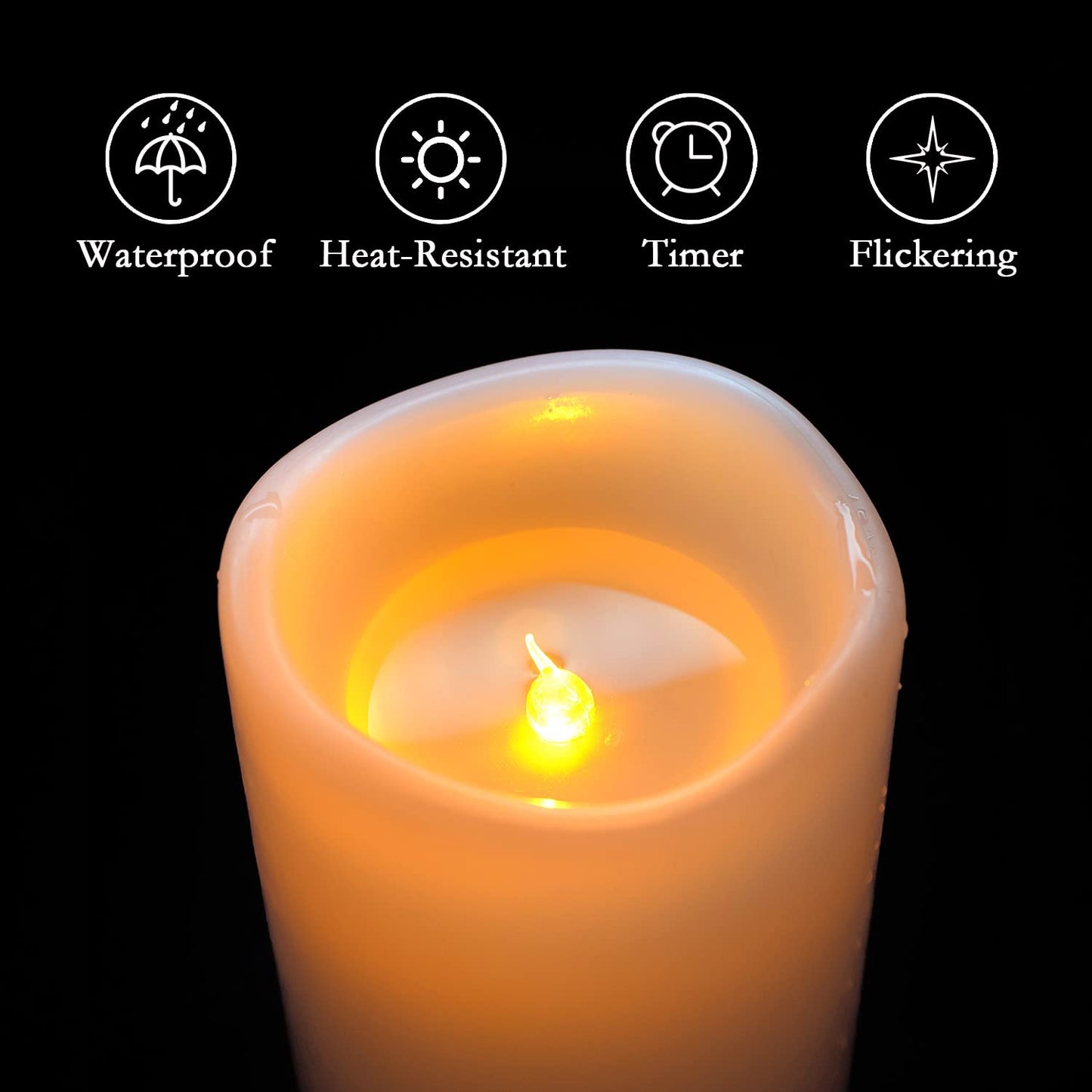 Homemory 10" x 4" Large Waterproof Outdoor Flameless Candles Flickering with Remote Control and Timer, Battery Operated LED Pillar Candles for Larterns, Home Graden Decoration, Set of 2