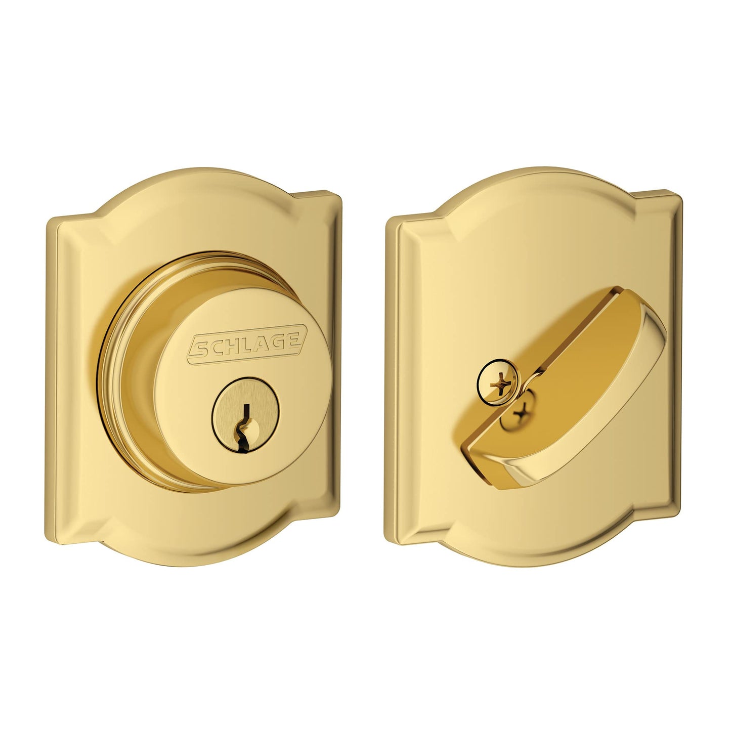Schlage B60N CAM 605 Camelot Single Cylinder Deadbolt, Bright Brass