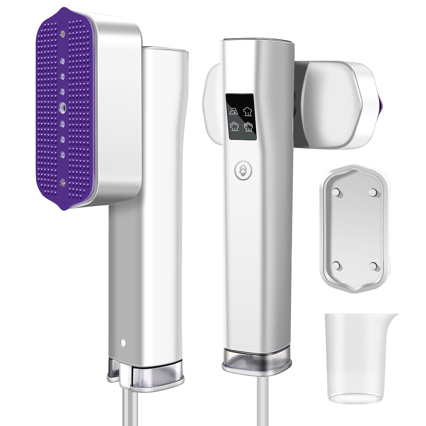 Travel Steamer for Clothes Handheld: 2-in-1 Portable Clothing Garment Steamer and Iron Fast Heat-up & 3 Levels of Steam Hand Held Mini Steamer for thick Fabric Only 1.3lbs for Travel ＆ Home (White)
