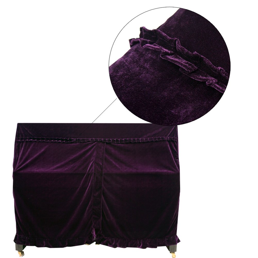 Upright Piano Dust Cover, Decoration Pleuche Cover Accessories for Upright Piano Instruments(Purple)