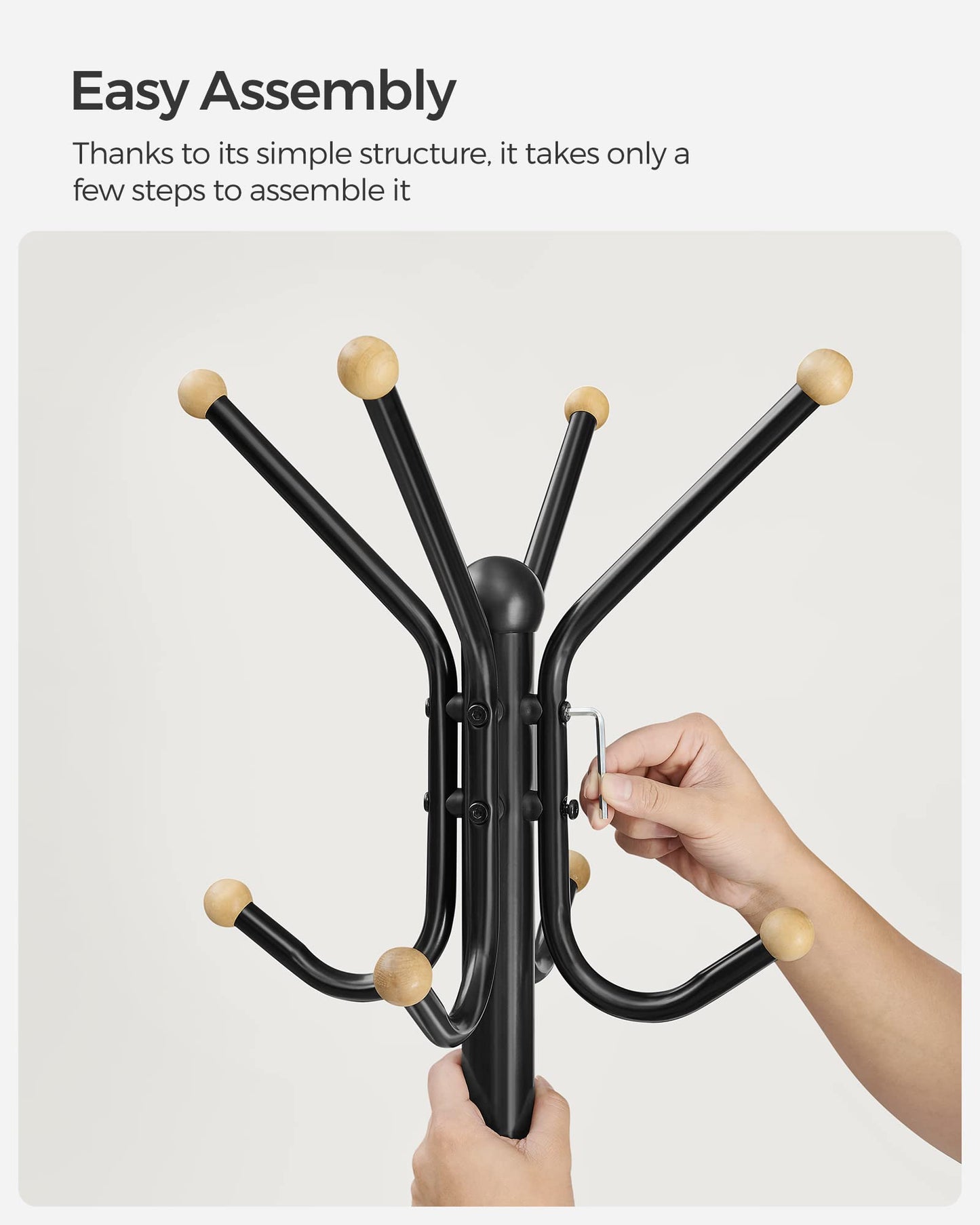 SONGMICS Coat Rack Freestanding, Metal Coat Rack Stand with 12 Hooks and 4 Legs, Holds Clothes, Hats, and Bags, for Entryway, Living Room, Bedroom, Black URCR031B01