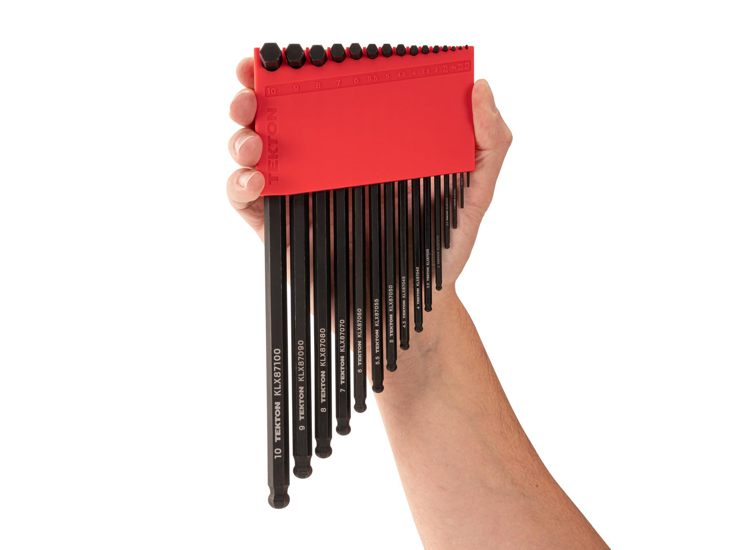 TEKTON Short Arm Ball End Hex L-Key Set with Holders, 28-Piece (0.050-3/8 in., 1.3-10 mm) | KLX91312