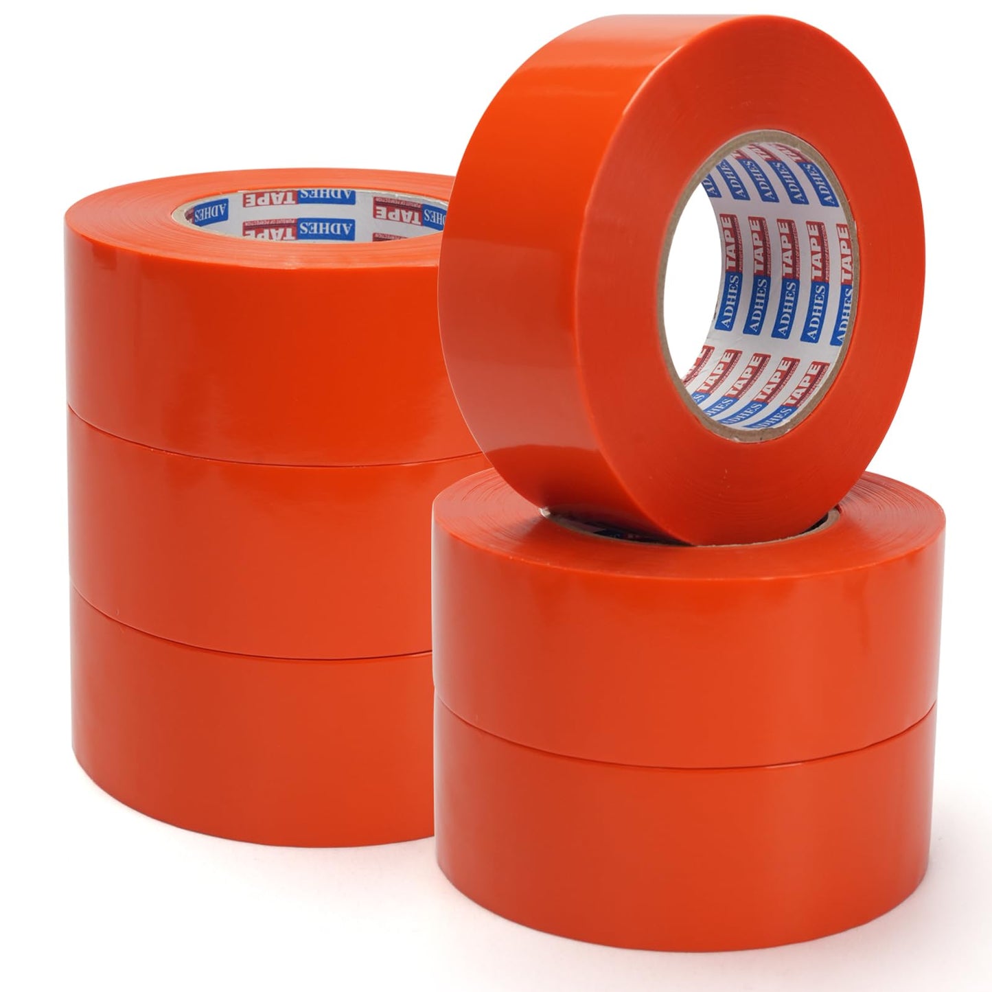 ADHES Stucco Tape, 2 Inch x 60 Yards, 7-Day UV Resistant Outdoor Masking Tape for Construction, Masonry & Exterior Painting, Orange Professional Painter Tape, Clean Removal, 6 Rolls
