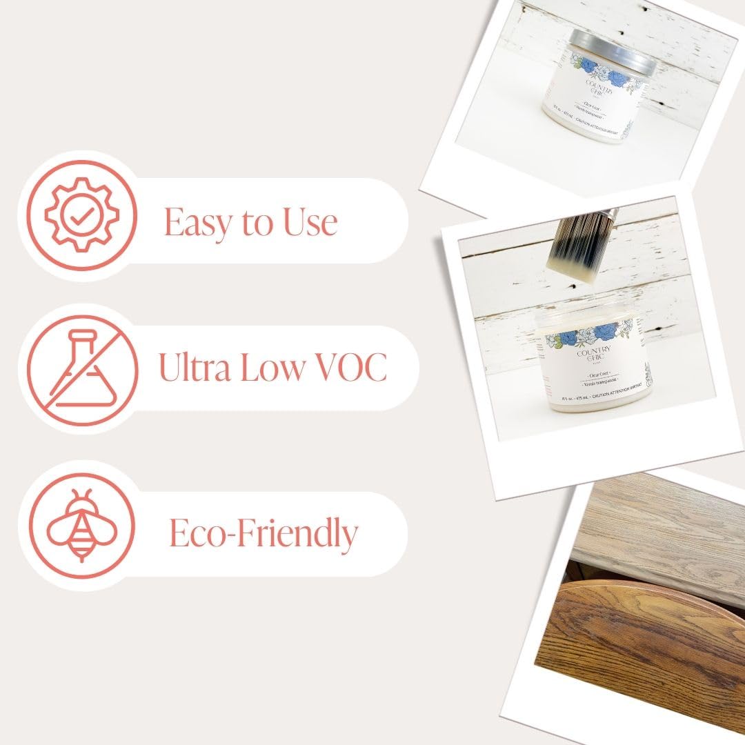 Clear Coat - Eco-Friendly Clear Satin Sheen Top Coat for Chalk Style Furniture Paint, Very Durable, Non Yellowing, Waterproof Sealant for High Traffic Furniture - Indoor/Outdoor - Quart (32 oz)