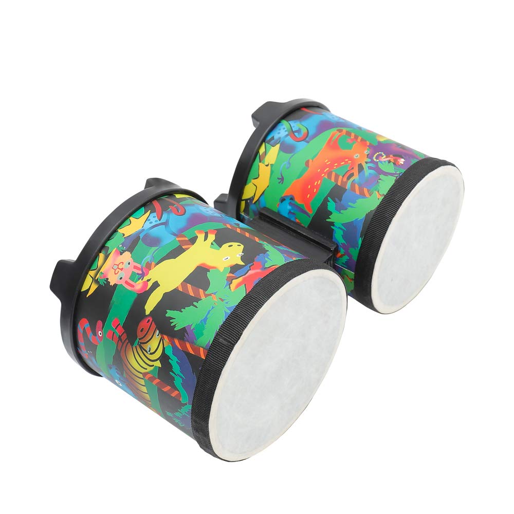 Musfunny Bongo Floor Drum Set 5"- 6" Club Gathering Rhythm Drum Percussion Musical Instruments with Colorful Mallets (5" and 6")