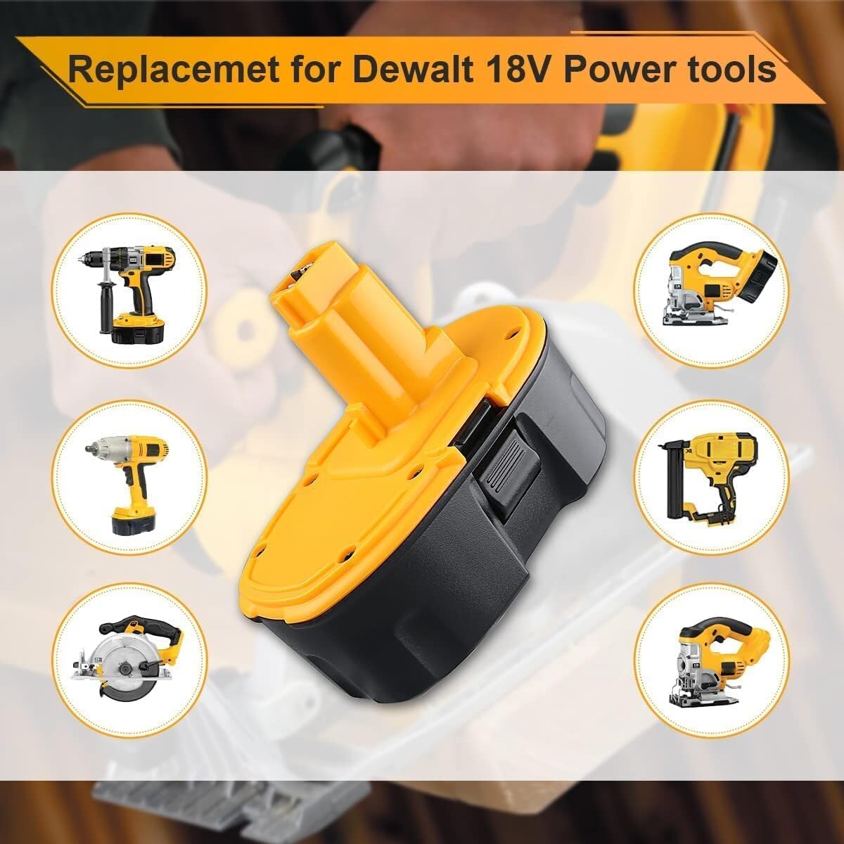 JAUKIST 18V Replacement Battery for DeWalt DC9096, 5.0Ah 18 Volt XRP Replacement Batteries Compatible with DeWalt DC9096 DC9098 DE9096 DE9098 DE9098 DW9096 DW9095 Cordless Power Tools 2 Pack