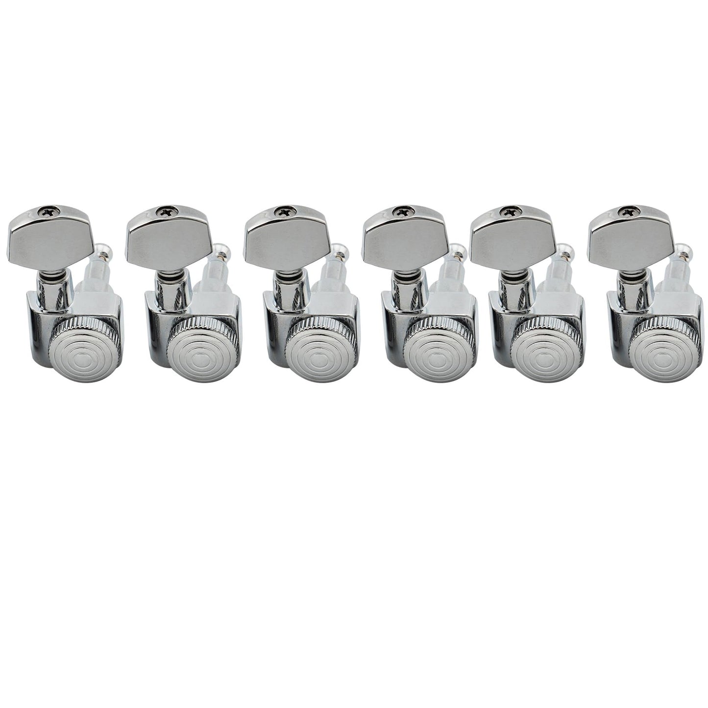 Musiclily Pro 6 inline 2-pins Full Metal Guitar Locking Tuners Guitar Tuning Pegs Keys Machine Heads Set for Fender Strat Tele Electric Guitar, Chrome