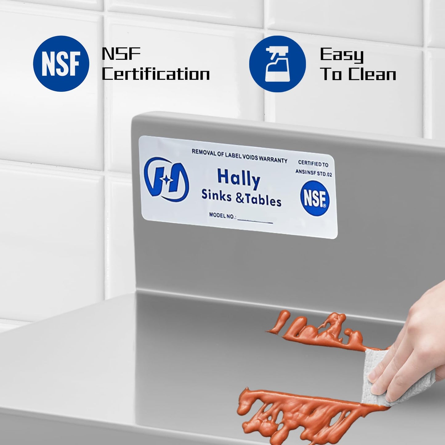 Hally Stainless Steel Wall Shelf 2 Pack 8 6” x 16” Wall Mounted Shelf with 3" Backsplash, Metal Floating Shelf, Spice Rack Wall Mount, Heavy Duty Kitchen Shelf for Restaurant, Bathroom,Utility Room