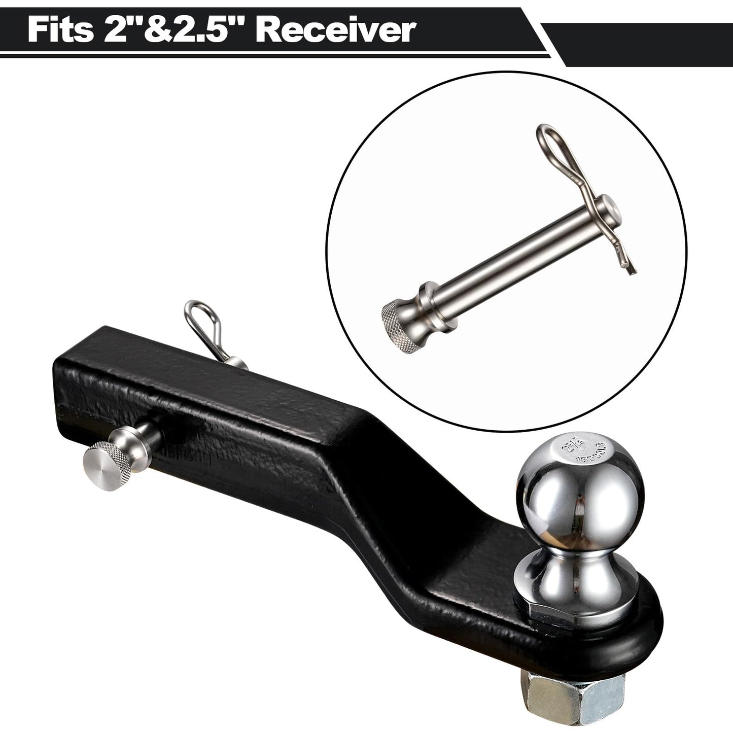 TOPSHINE Stainless Steel Trailer Hitch Pins and Clips, 5/8 Inch Diameter, Fit 2"&2.5" Receiver (3 Pack)