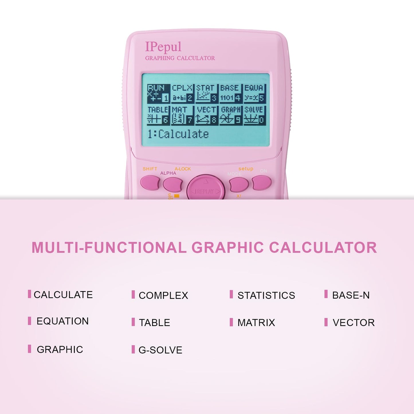 Graphing Calculator,IPepul Scientific Calculator 10 Modes /4 Graphing Functions,Desktop Math Calculatrice Scientifique for College Students,School Supplies for Middle High School Teachers (Pink)