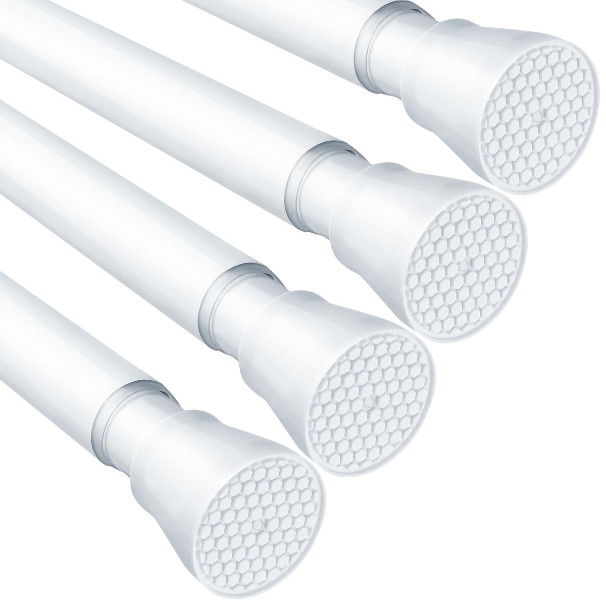 4 Pack White Tension Curtain Rod for Windows 28 to 48 inch, Adjustable Expandable Pressure Spring Curtain Rod No Drilling, 7/8" Curtain Rod for Bedroom Doorway Closet Door
