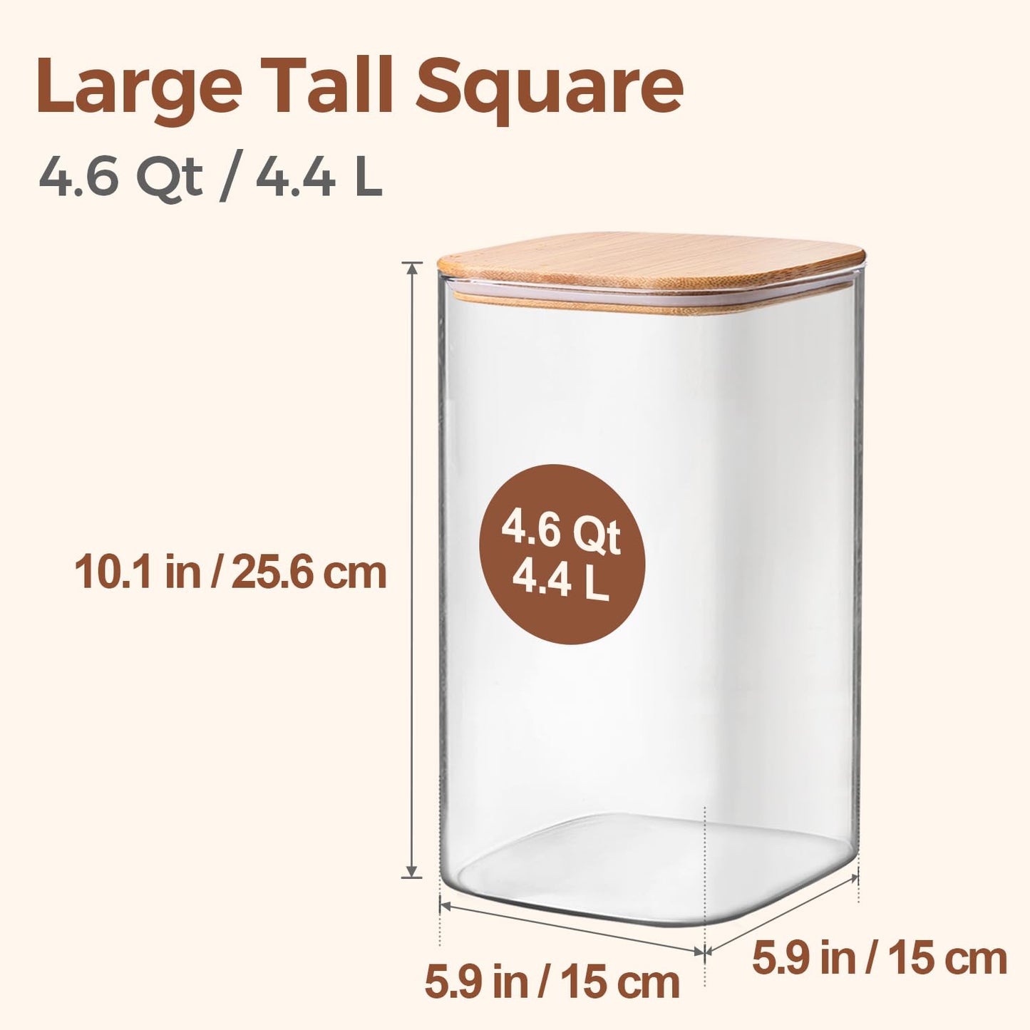 ComSaf 1.2 Gallon Wide Mouth Flour Sugar Storage Containers 2 Pcs, 156 oz Glass Storage Containers with Lids, Large Pantry Glass Jar with Lid, Big Jars for Rice, Flour, Sugar, Cereal, Cookie, Coffee