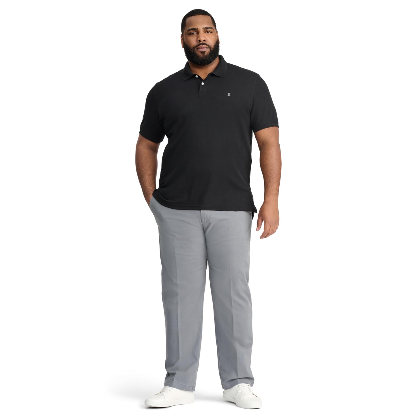 Izod Men's Advantage Performance Short Sleeve Polo Shirt, Black, 3X-Large Big