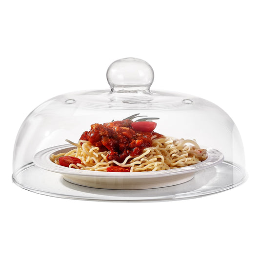 10 Inch Borosilicate Glass Microwave Splatter Cover for Food, All Glass Tall Splatter Guard Microwave Plate Light Serving Dish Covers Lid with Handle for Heating Food