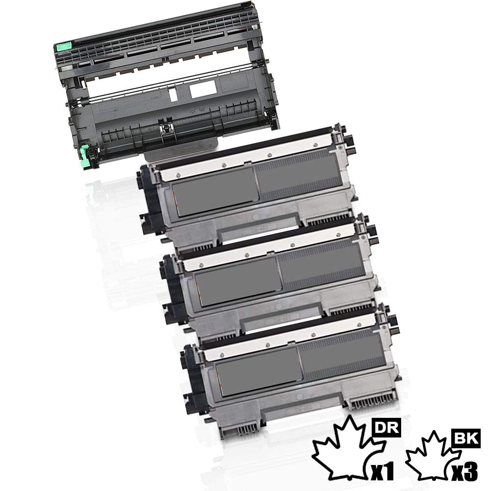4PK-1 Inkfirst DR420 DR-420 Drum Unit + 3 TN450 TN-450 High Yield Toner Cartridges (3 Toner + 1 Drum) Compatible Replacement for Brother MFC-7360N MFC-7460DN MFC-7860DW HL-2220 HL-2230 HL-2240