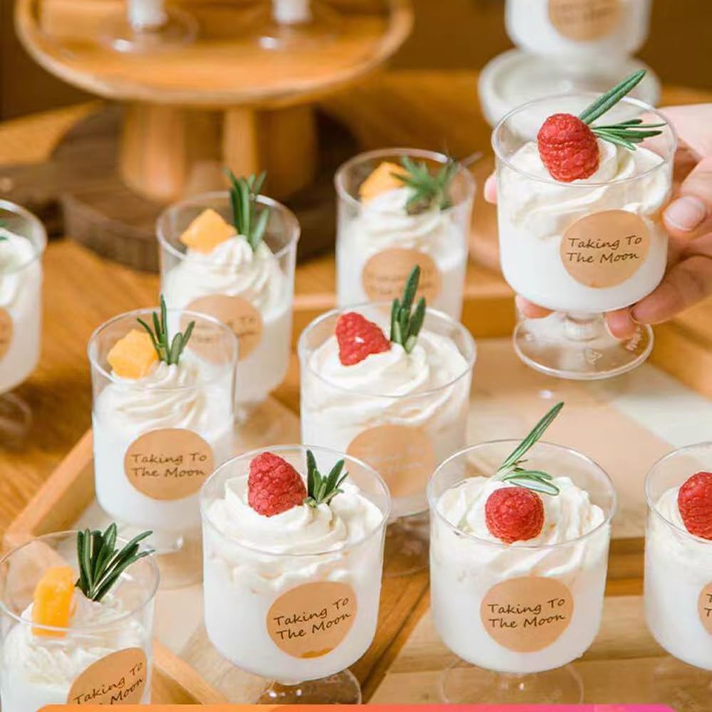 60 Packs Dessert Cups with Spoons 5 OZ Mini Clear Plastic Dessert Parfait Cup for Party Serving Cups Small Round Goblet Wine Shot Glasses Disposable Fruit Ice Cream Mousse Pudding Appetizer Cup Bowl