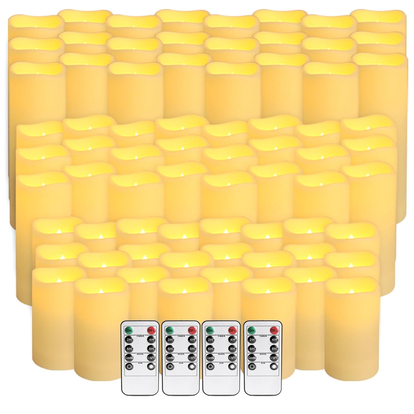 pliadvbu Flameless LED Candles 72 Pack, Outdoor Realistic Waterproof Votive Candles with 4 Remote Control and Timer for Halloween Wedding Festival Decor, (H 4" 5" 6" x D 2.2")…