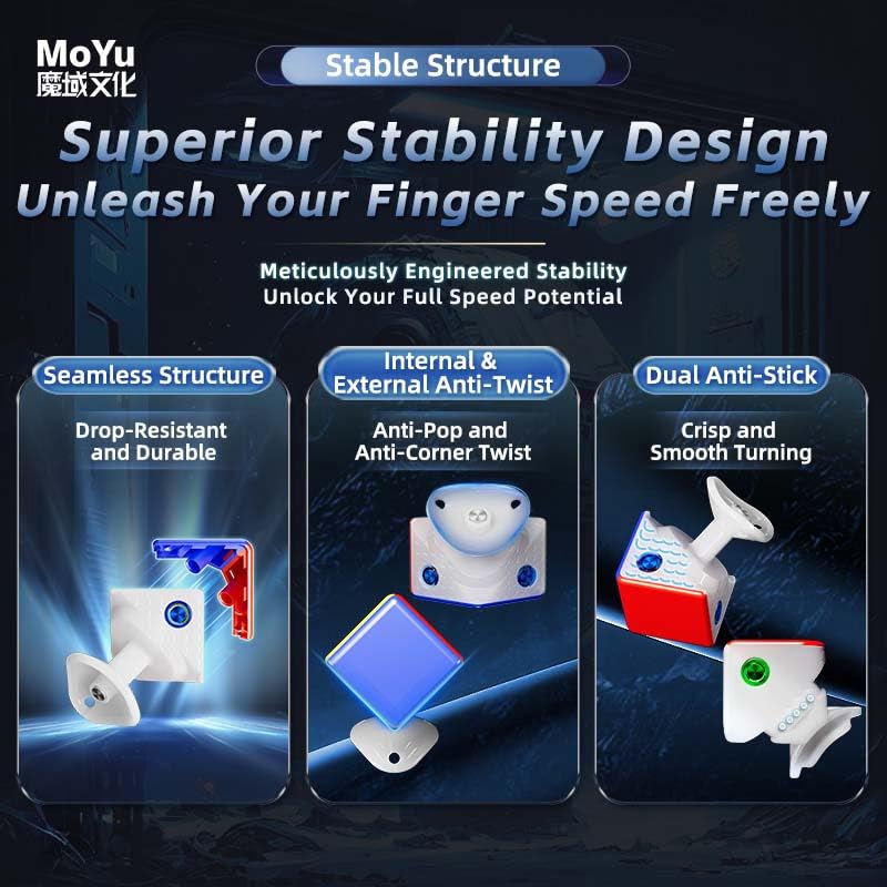 Bukefuno MoYu WeiLong WRM V11 Magnetic UV Version 3x3 Magnetic Speed Cube - WeiLong V11 Magic Cloth Stickerless Puzzle Magic Cube Toys