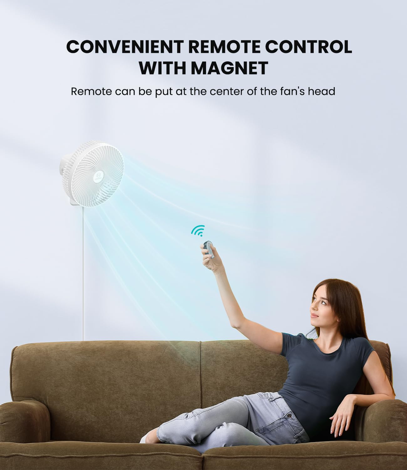 LEMOISTAR 10 Inch Oscillating Wall Mounted Fan with Remote Control, High Velocity 4 Speeds Timer, Adjustable Tilt, Ultra Quiet,for RV Bedroom Garage Office-White