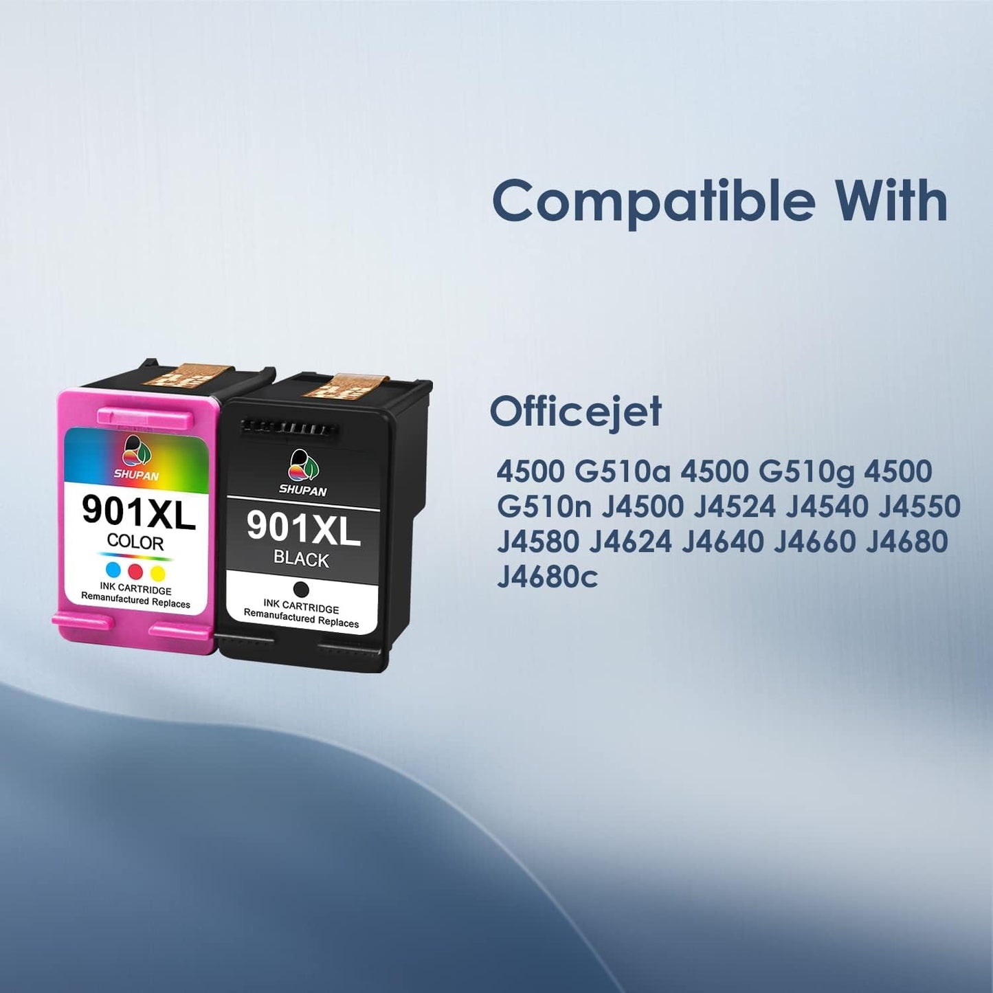 901XL Ink Cartridges Black and Color Combo Pack Replacement for HP 901 901 XL Ink Work with OfficeJet J4680 J4580 J4550 J4500 J4660 J4640 4500 G510n (2 Packs)