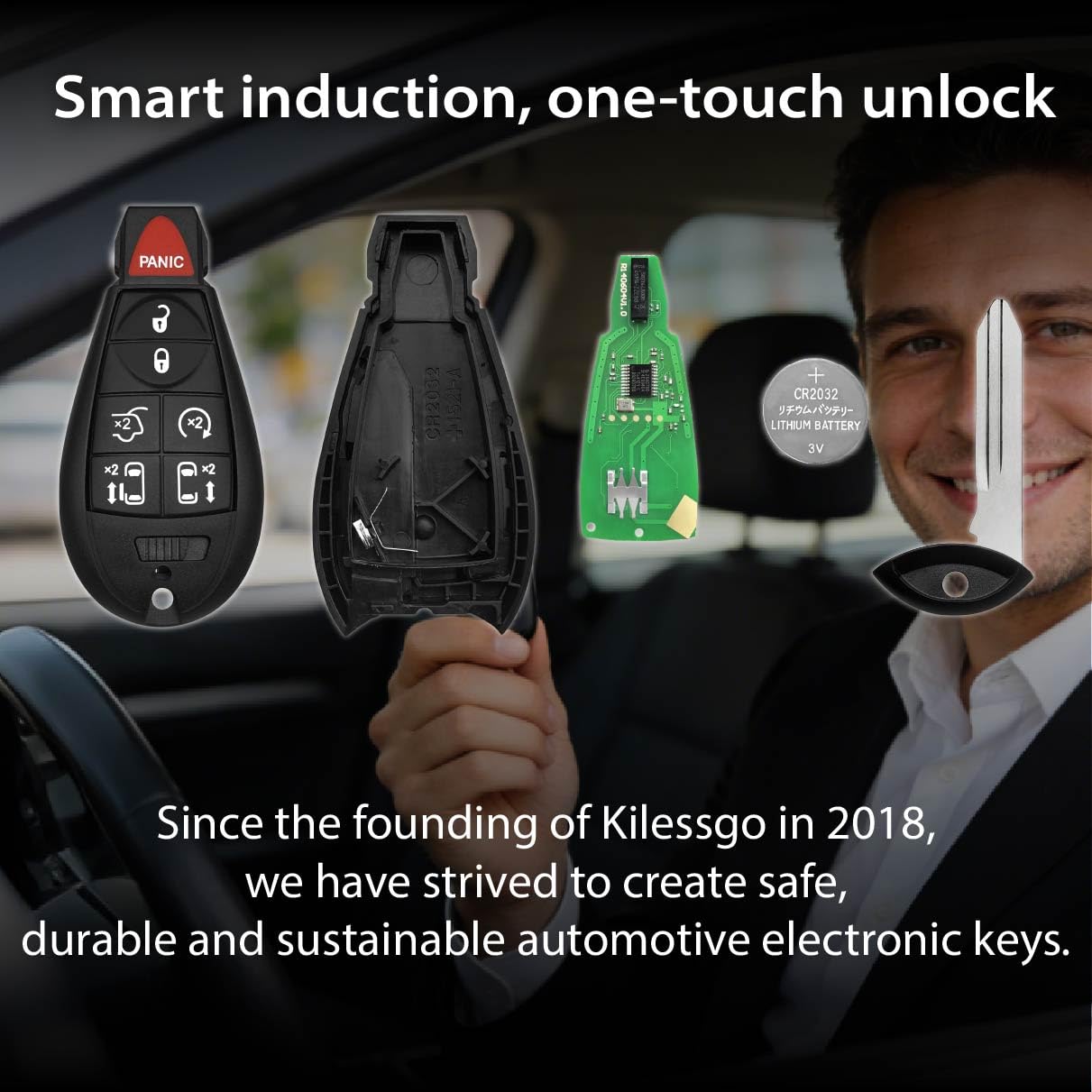 Kilessgo Fits for Chrysler 300 Dodge Caravan Volkswagen Jeep 2015 2016 2017 2018 Key Fob M3N5WY783X 433MHz 46 7 Buttons(Set of 2)