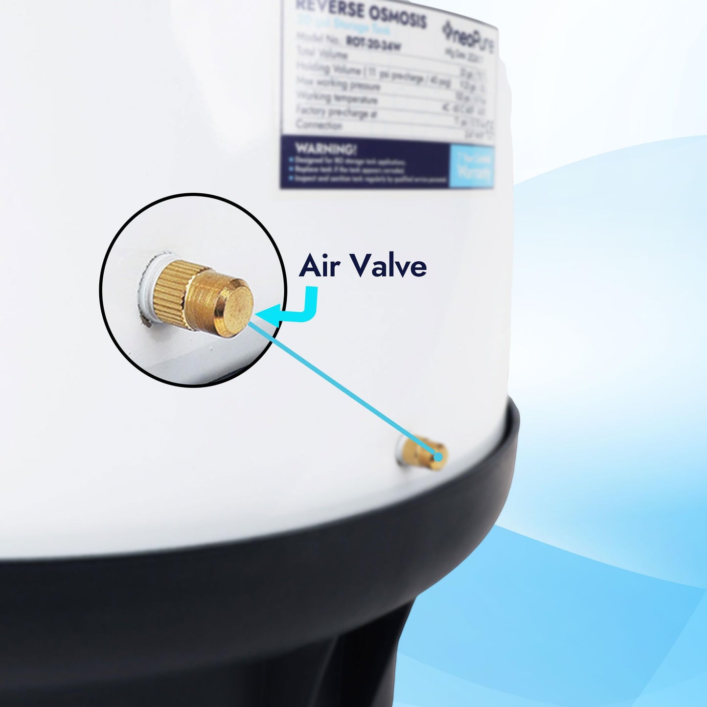 Neo-Pure RO-132 Reverse Osmosis Storage Tank Powder Coated Steel w/Tank Valve Female Elbow 1/4" FPT x 3/8" Quick-Connect (Stainless Steel, 4.5 Gallon)