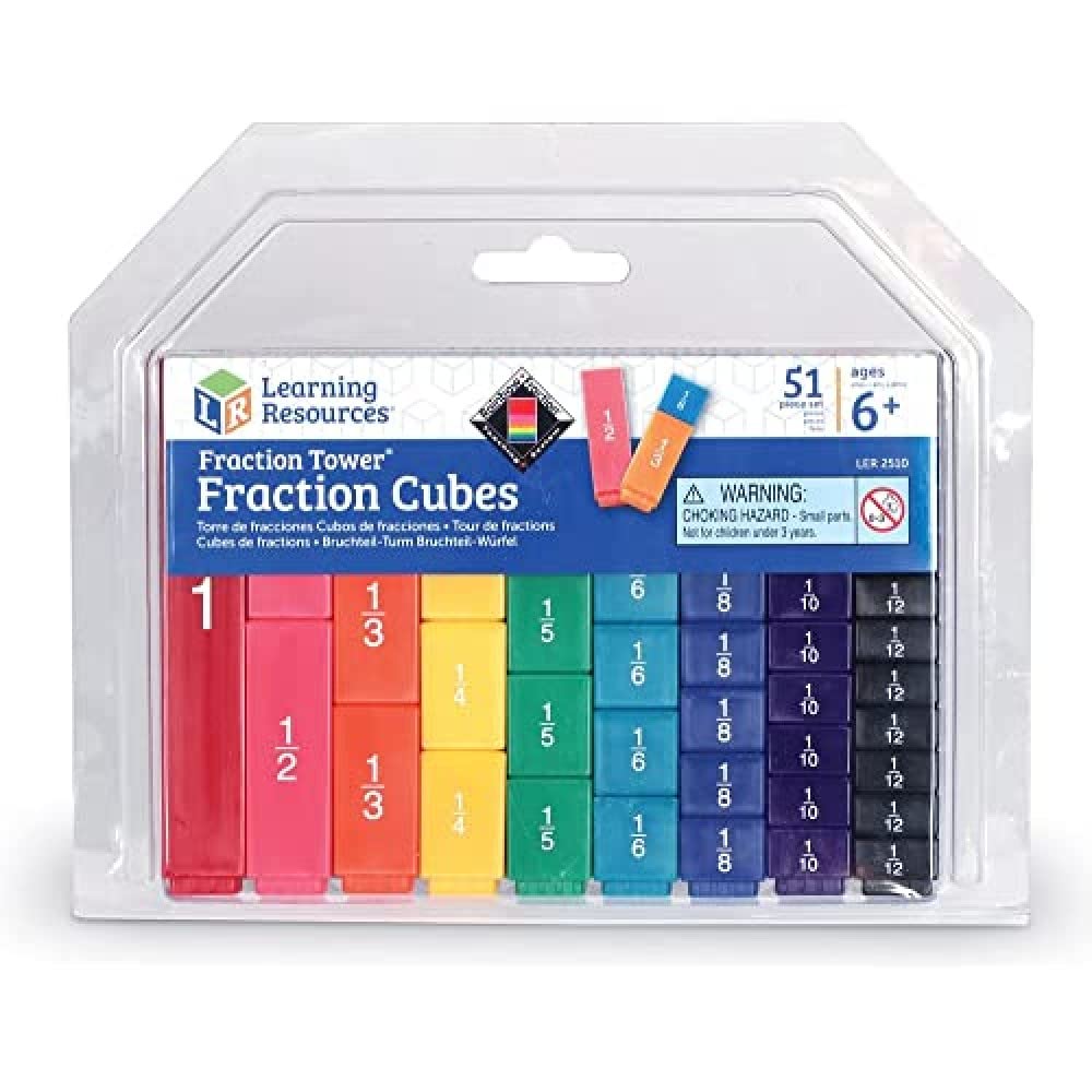 Learning Resources LER2510 Fraction Tower Fraction Cubes, 51 Pieces