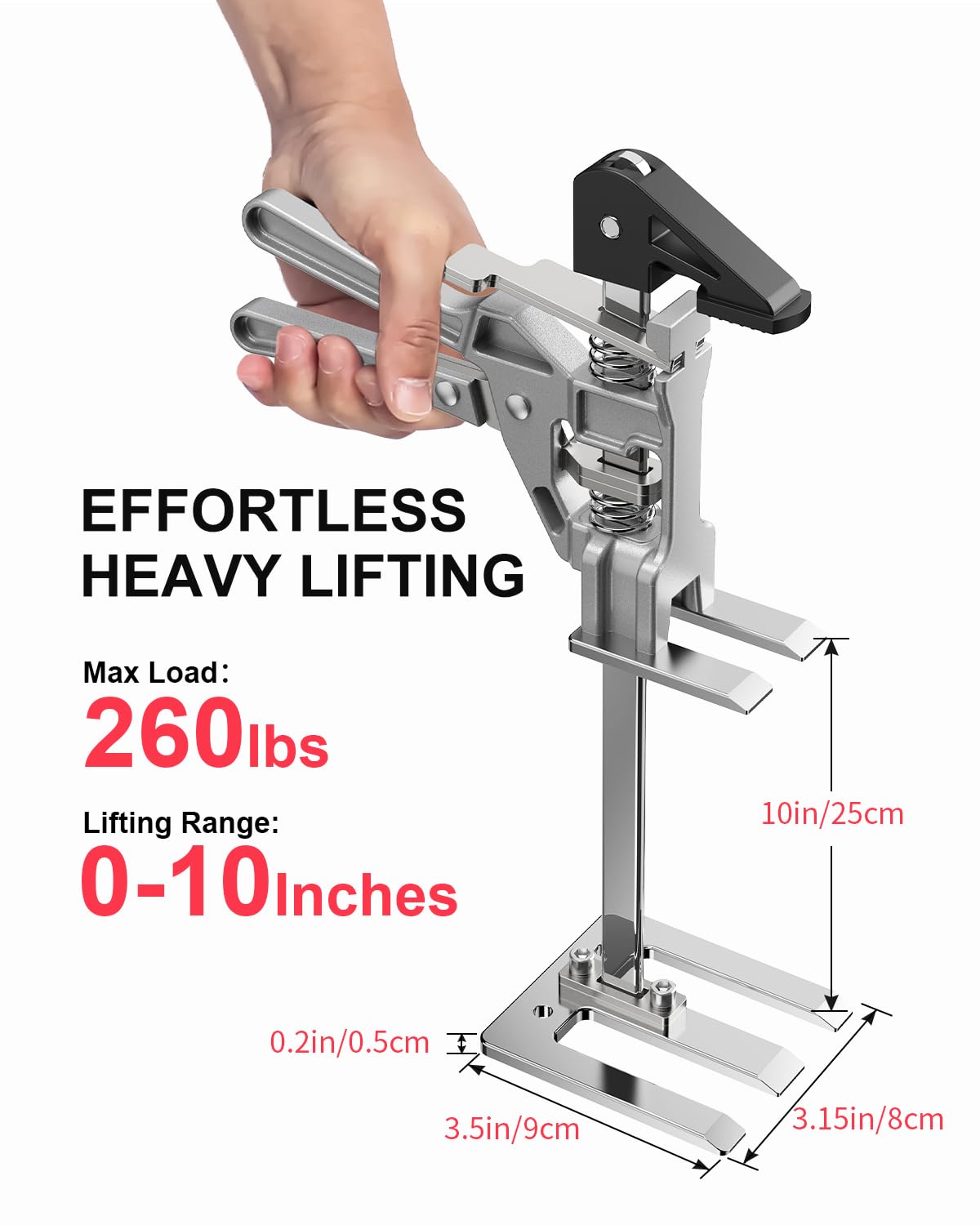 Kolvoii Labor Saving Arm Jack, 2 Pack Stainless Steel 15.6 Inch Furniture Jack Lifter, Multi-Function Height Adjustment Hand Jacks for Lifting and Leveling