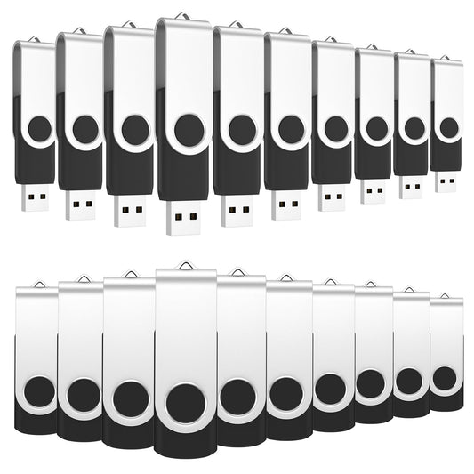 ABLAZE USB Stick 4GB 50 Pack, USB 2.0 Flash Drive 4GB with Lanyards Swivel Thumb Drives Bulk Memory Stick 50PCS (Black)