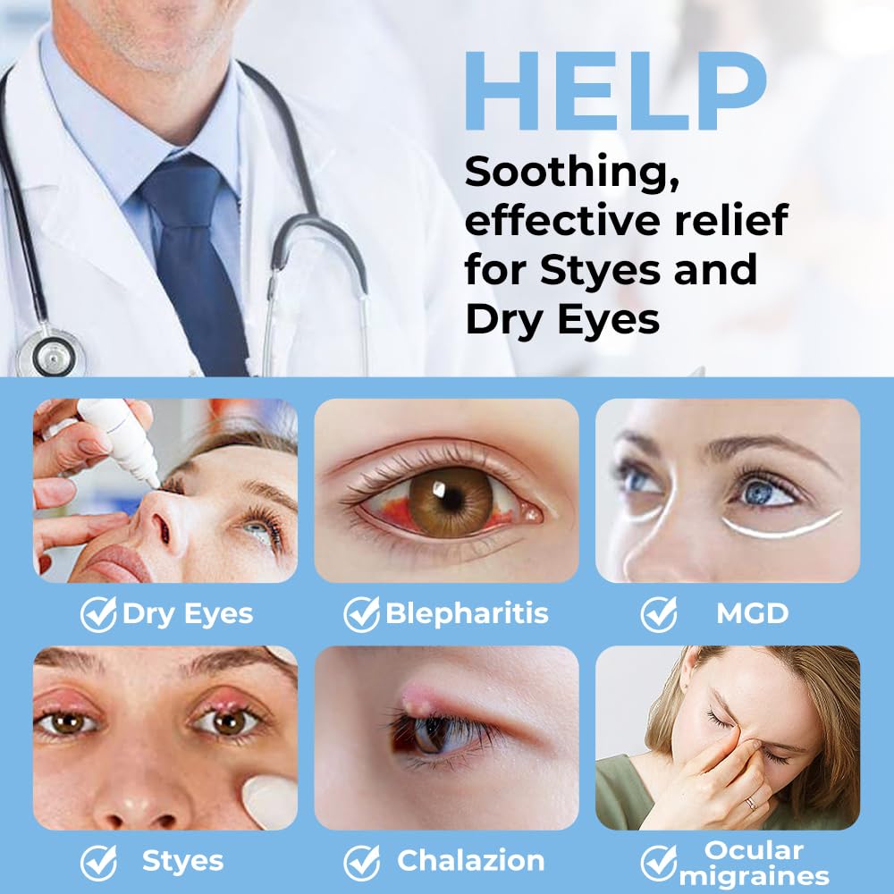 Aroma Season Heated Eye Mask with Flaxseed, Warm Eye Compress for Dry Eyes to Unclog Glands, Relieve Dry Eye Syndrome, MGD, Stye and Blepharitis (Blue)