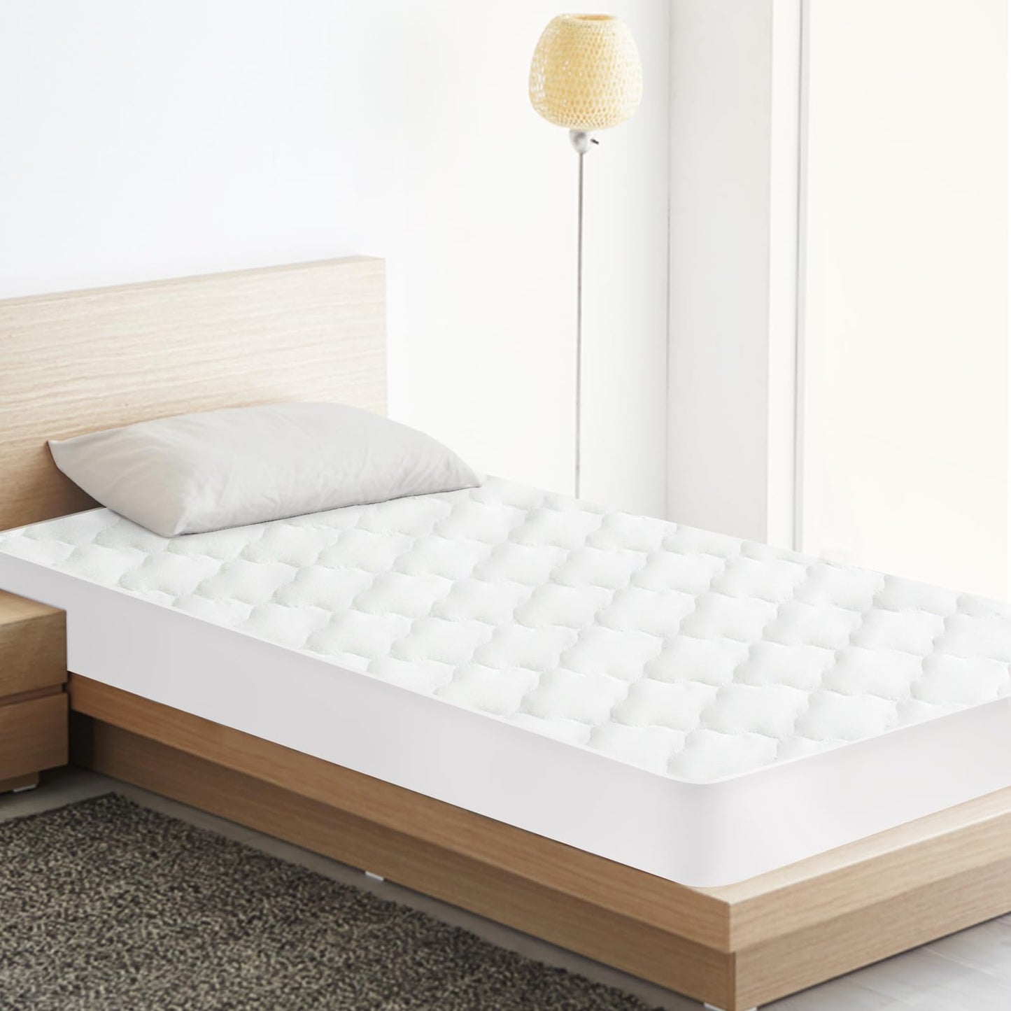 2 Pack Twin XL Mattress Protector Waterproof, Breathable & Noiseless Queen Twin XL Mattress Pad Cover Quilted Fitted with Deep Pocket up to 14" Depth (39"x 80"), Breathable, Noiseless, Washable, White