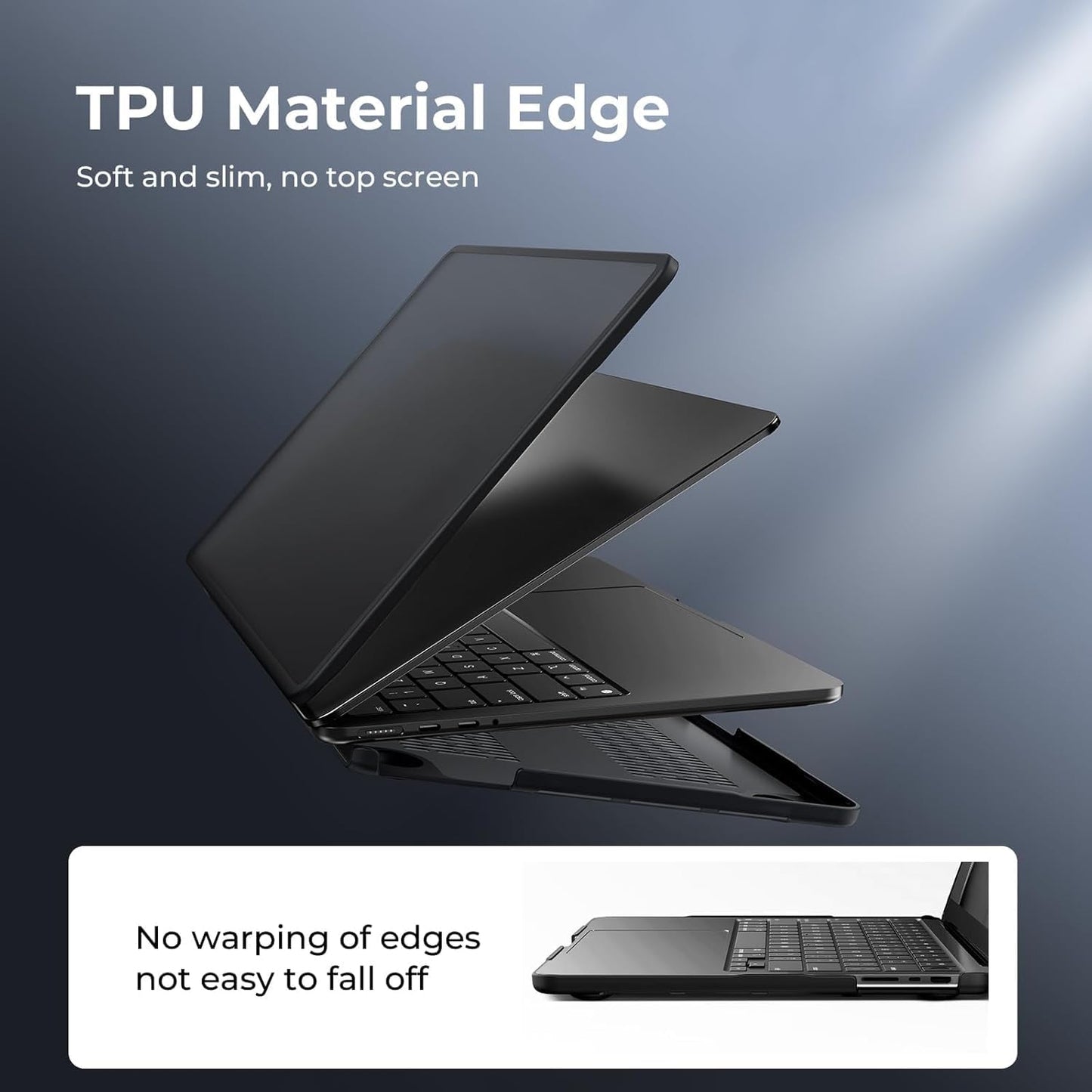 BlueSwan Compatible with MacBook Pro 16 inch Anti-Cracking Hard Shell Case, M4 M3 M2 M1 2025 2024-2021 Pro/Max A3403 A3186 A2991 A2780 A2485, Anti-Fingerprint Soft TPU Bumper, Frosted Black