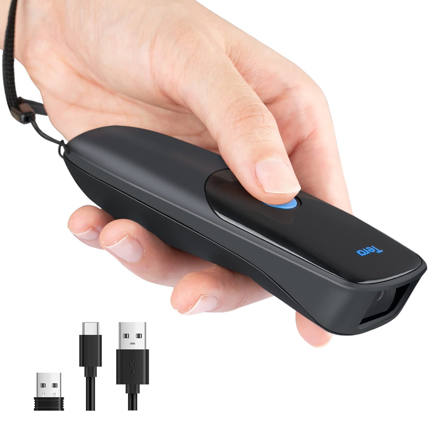 Tera Mini Wireless Barcode Scanner: Extreme Performance 1D 2D QR Wireless Bar Code Reader Portable Small 3-in-1 Work with Bluetooth & 2.4G Wireless & USB Wired Pocket Handheld Time Stamp 1300 Pro
