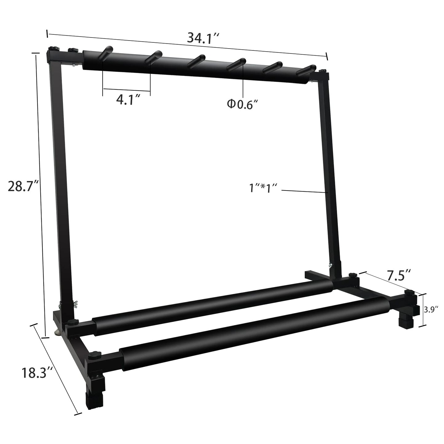 GeeWin Multi Guitar Stand, 5 Guitar Stand Rack, Folding Guitar Stand, Guitar Rack for Multiple Guitars for Acoustic, Electric Guitar, Bass, Guitar Holder Stand, Multiple Guitars Display (5 Holder)