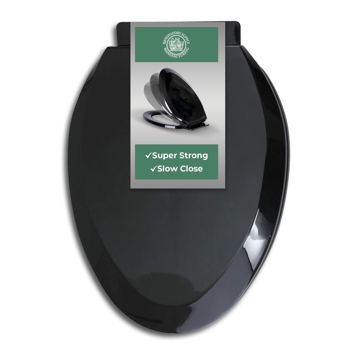 Black Plastic Toilet Seat Elongated Easy Close Comfortable Ergonomic Design Slow Closing Lid