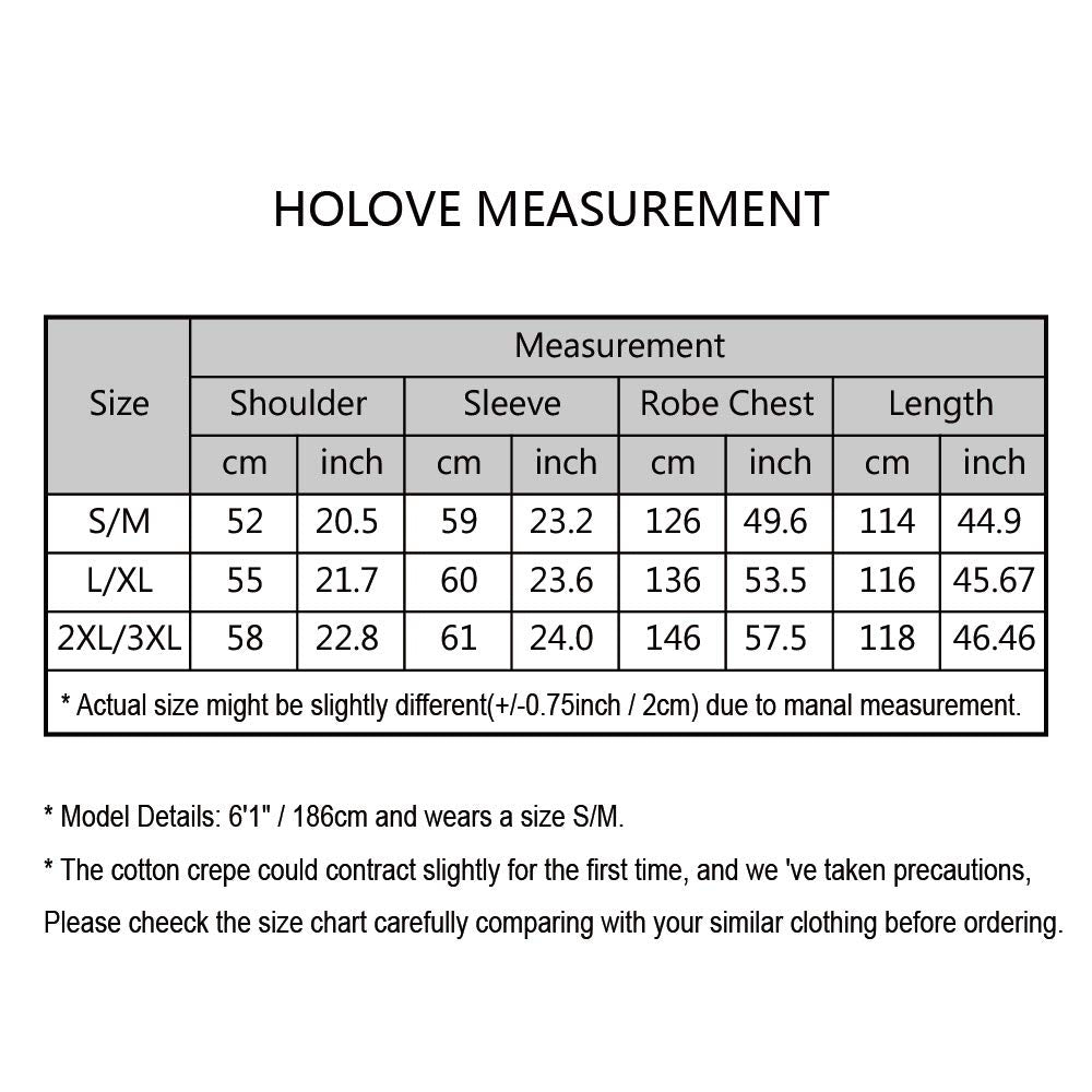 HOLOVE Men's Pure Cotton Batshrobes Lightweight Kimono & Hooded Robes Spa Soft Sleepwear, Iron-gray, XX-Large-3X-Large