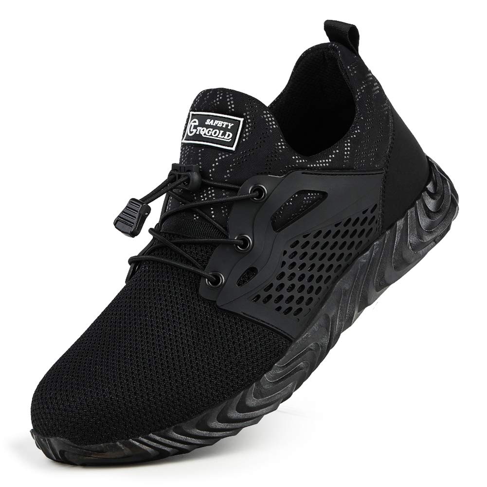AONETIGER Mens Womens Safety Working Steel Toes Shoes Industrial & Construction Ultralight Anti-Puncture Breathable Sneakers(30-Black 43)