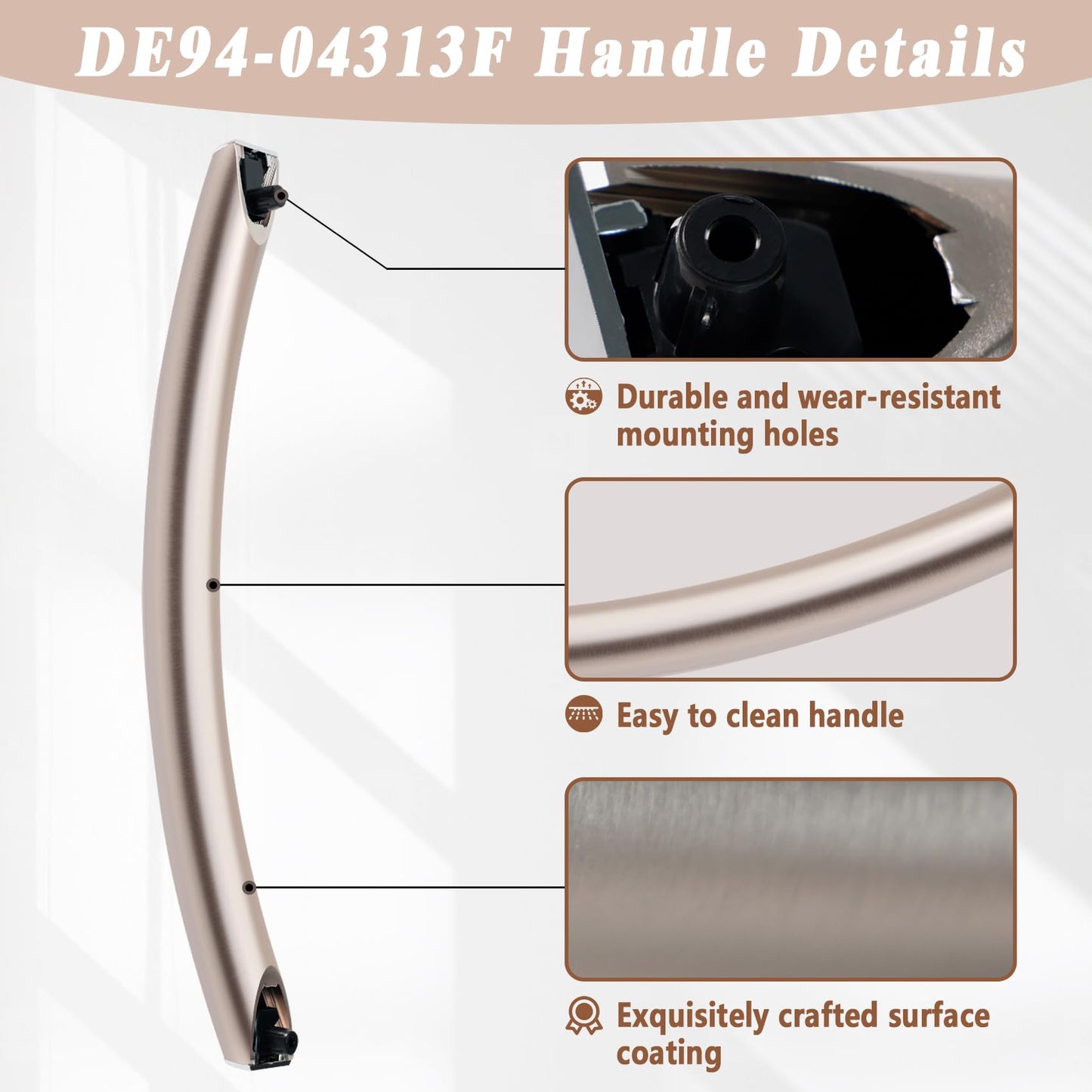 DE94-04313F Microwave Door Handle, Fit for ME16A4021AS ME17R7011ES Samsung Microwave Oven Door Handle Replacement Parts，with 2 Screws