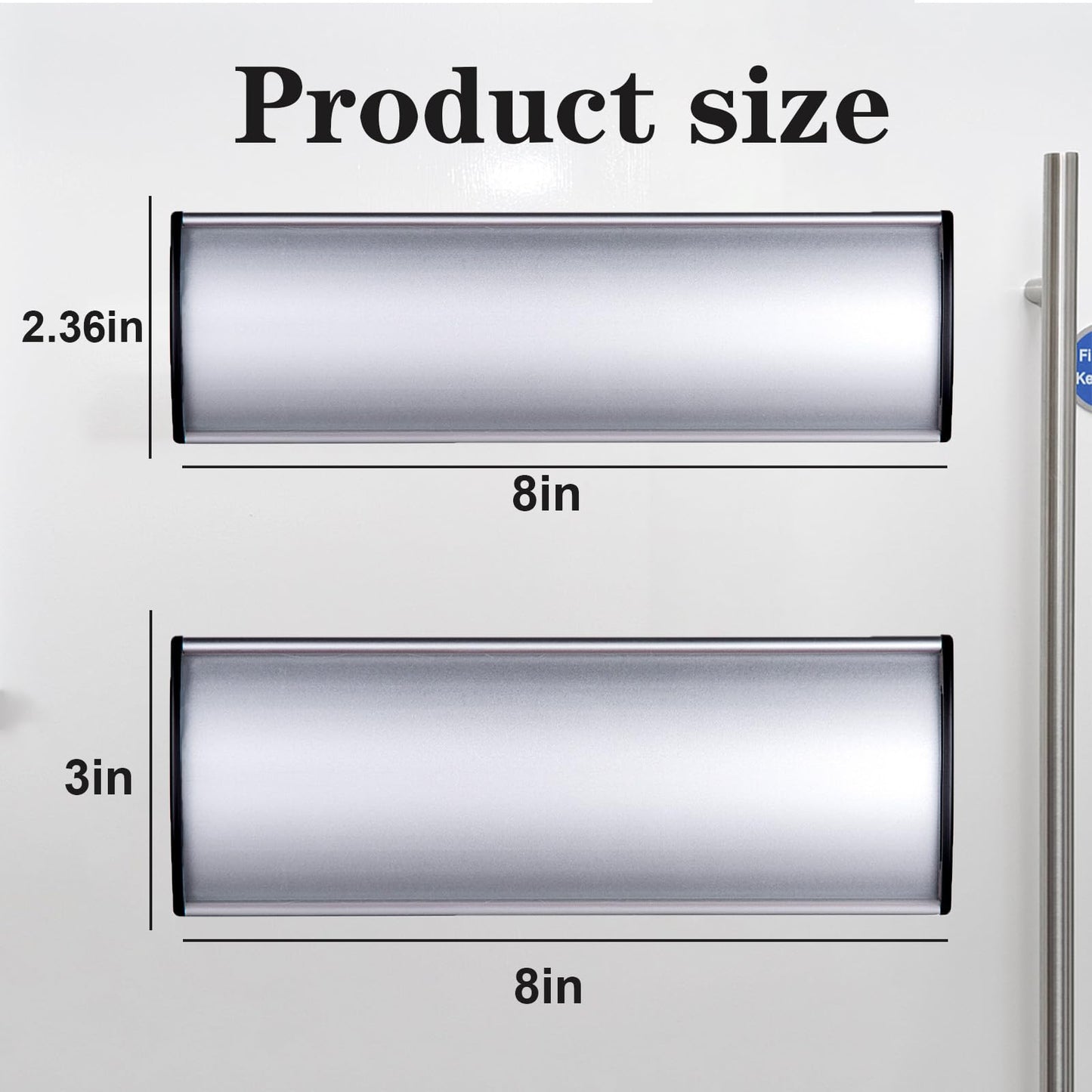 SINKAA 5 Pcs Office Name Plates Holder for Doors, 3 Inches x 8 Inches Curved Wall Mount Door Sign Holder, Silver Aluminum Sign Holder for Office Wall with Plastic Film and Adhesive Tape