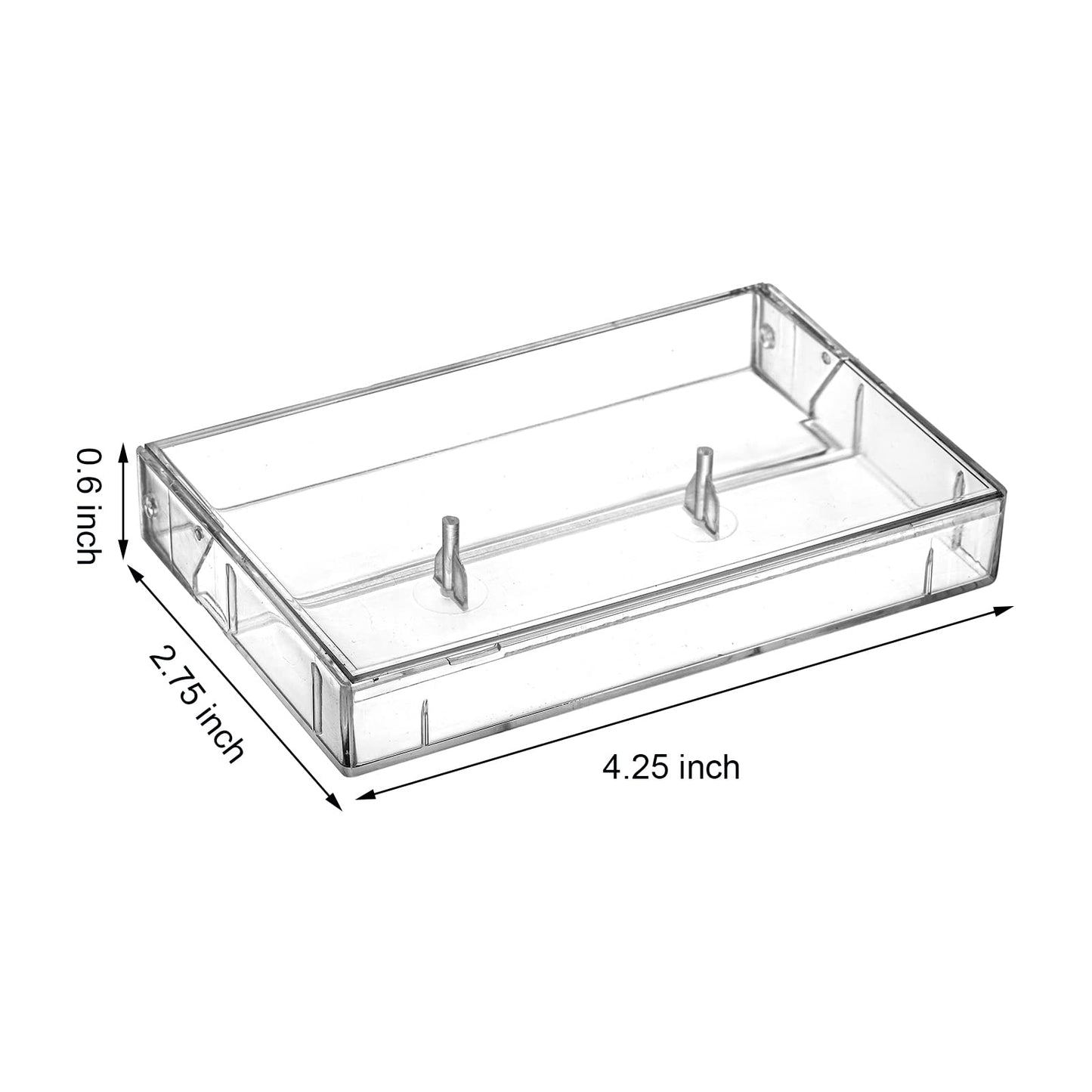 Fasmov 30 Pack Cassette Tape Case, Clear Plastic, Perfect for Audio Cassette Storage, 4.25" L x 2.75" W x 0.6" H