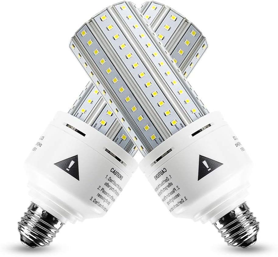 2 Pack 500W Equivalent LED Light Bulb 7500 Lumen 5000K Daylight White Bright E26/E27 Medium Base 60W Corn Light Bulbs for Outdoor Indoor Garage Warehouse Factory Backyard Street