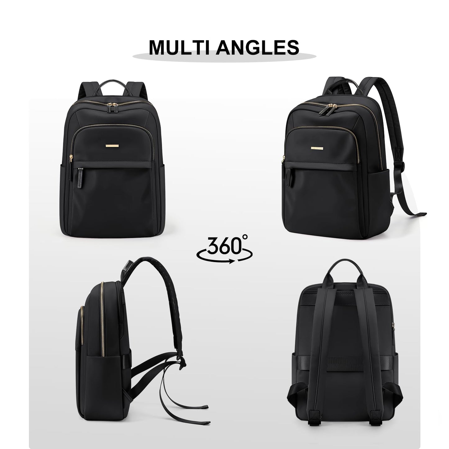 GOLF QUALITY Laptop Backpack for Women Travel Work Commute Casual Daypack Backpack Purse Computer Bags Fit 16Inch Notebook, Black