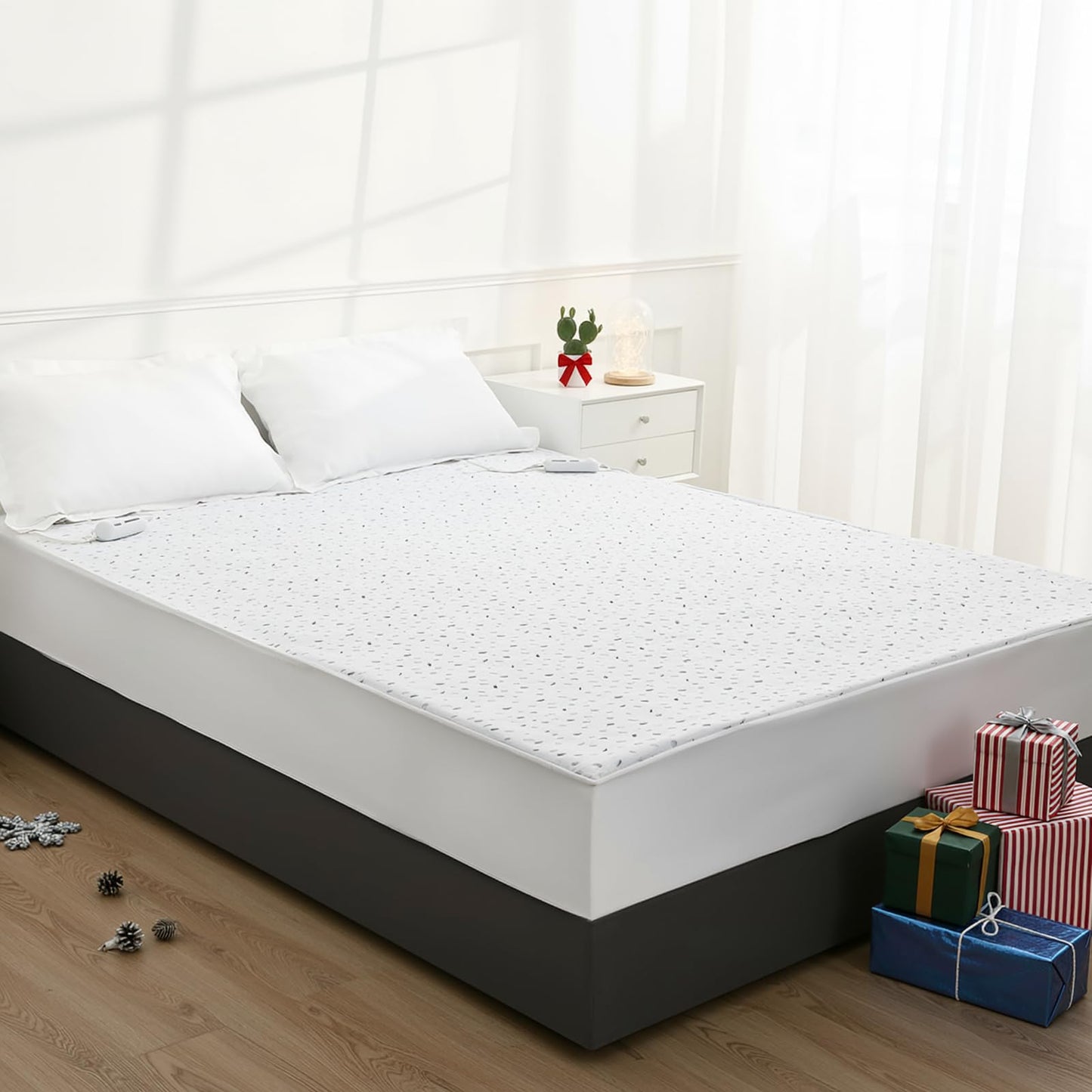 Heated Mattress Pad Queen Size 60" x 80", Electric Underblanket Mattress Cover Bed Warmer Fit up to 15" Deep Pocket, Dual Control with 4 Heat Settings, Auto Off & Fast Heating & Machine Washable