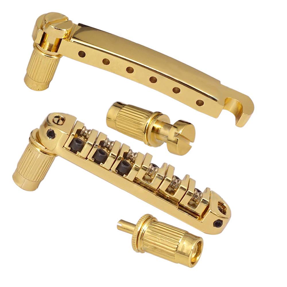 JD.Moon Roller Saddle Bridge ABR-1 Tune-o-matic Bridge Tailpiece Bridge For Les Paul Guitar (Gold)