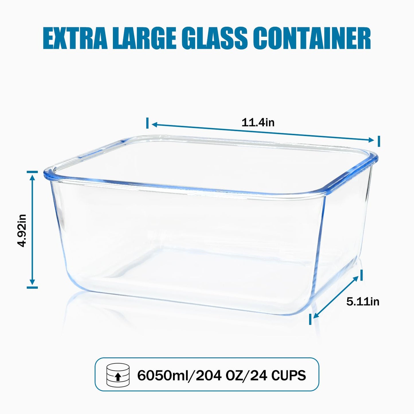 Hontent Large Glass Storage Containers with Lids 201oz Extra Large Big Airtight Glass Food Storage Containers for Rotisserie Chicken Watermelon Leftovers Marinade Turkey, BPA Free, Dishwasher Safe