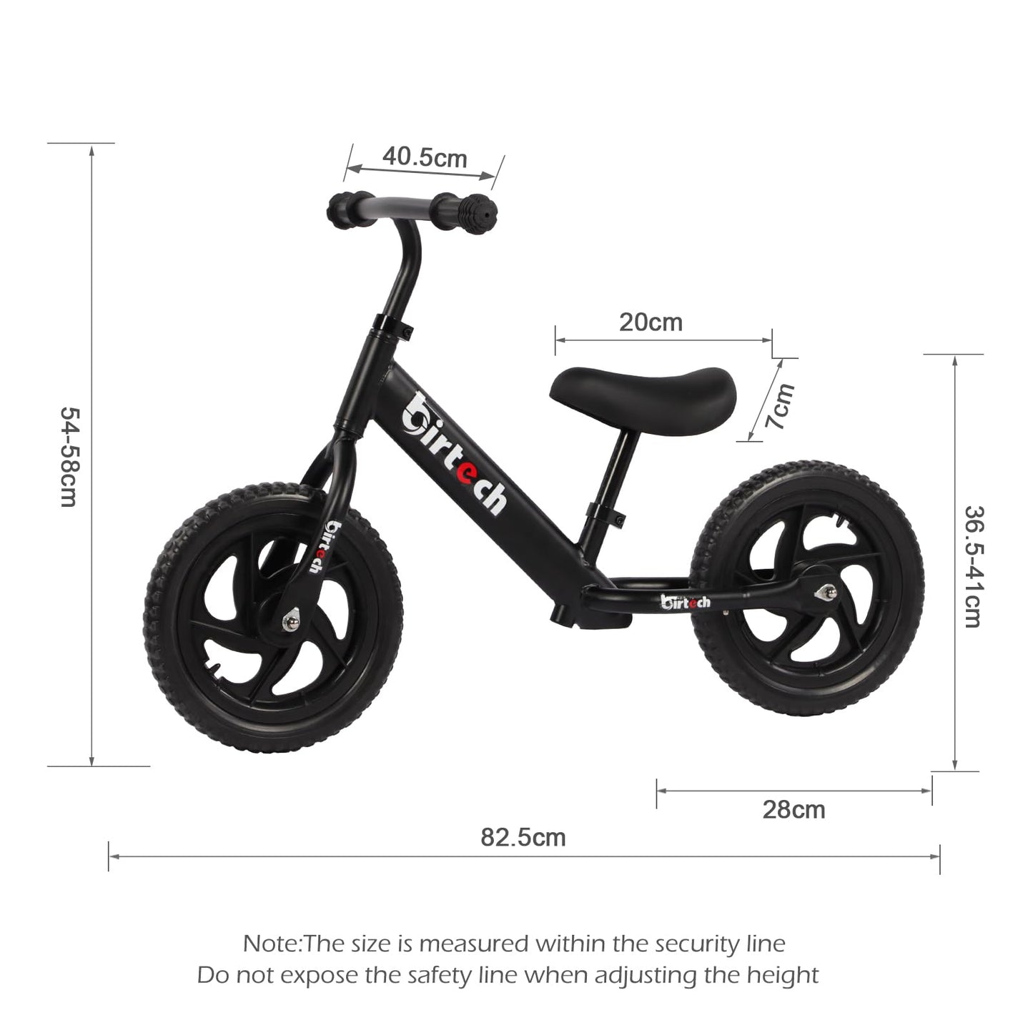 12" Balance Bike Carbon Steel Frame No Pedal Walking Balance Bike Training Bicycle for Kids and Toddlers 2- to 5 Years Old (Black)