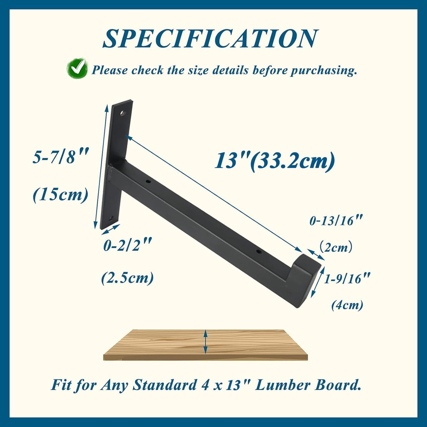 FlyGulls 8 Pcs Black Shelf Brackets Heavy Duty Brackets for Shelves Floating Shelf Bracket with Lip 13 Inch for Living Room Office