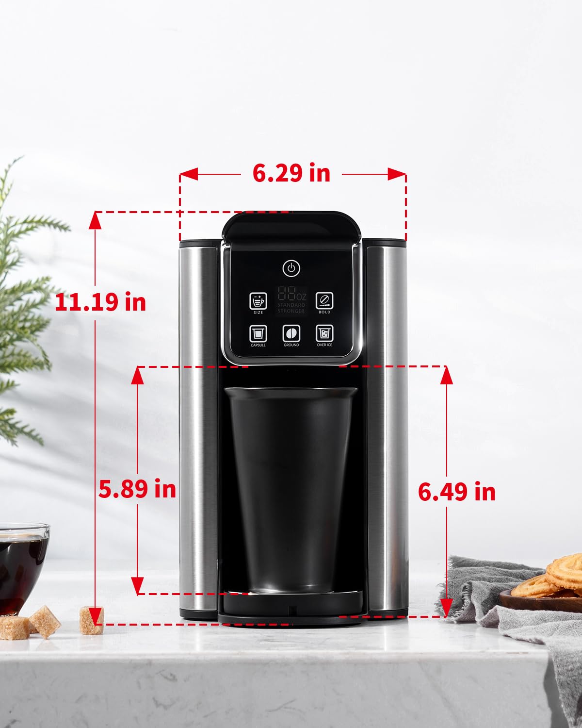 KIDISLE Hot & Iced Single Serve Coffee Maker, K Cup & Ground Coffee Compatible, Bold Flavor Setting, 6–14oz Brewing, Large 50oz Detachable Water Tank, Black 2.0