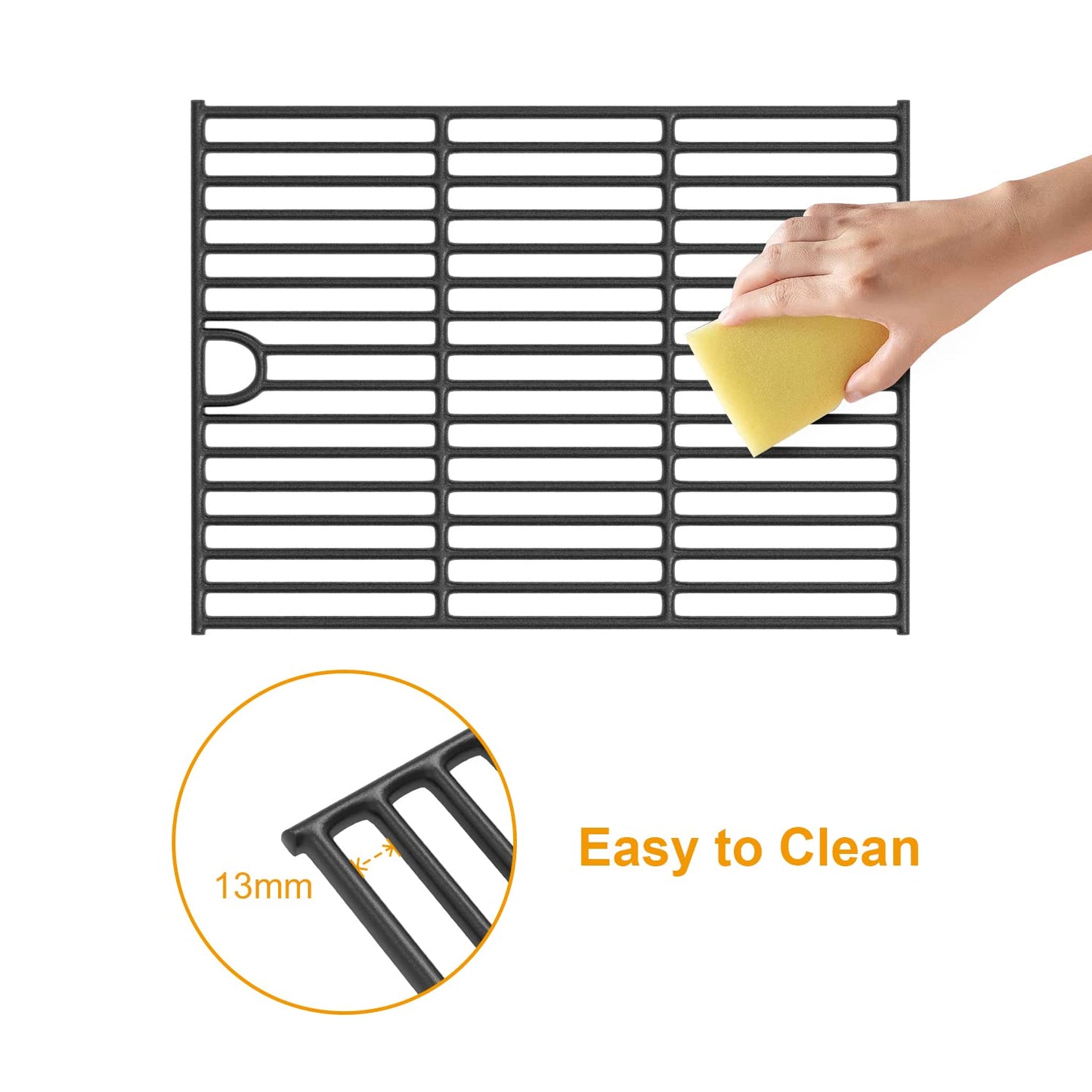 17" Cast Iron Grill Grates Replacement for Nexgrill 4 Burner 720-0830H Grill Replacement Parts, 5 Burner 720-0888N, 720-0888, 720-0697, Master Forge 1010037, Kenmore 122.16119 415.16107110, 2-Pack